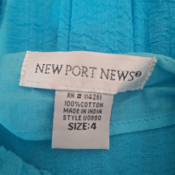 Newport News Turquoise Maxi Ruffle Sleeveless Dress. Side Zipper - Picture 4 of 5